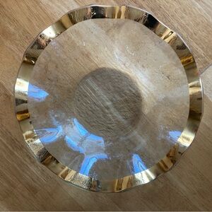 Large 10 inch Annieglass ruffled bowl with 24 k gold edge